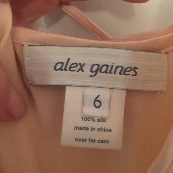Alex Gaines 100% Silk Peach dress w beading - Picture 3 of 7